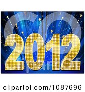 Poster, Art Print Of Golden 2012 New Year Over Blue Rays And Stars