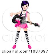 Rock Musician Girl Playing Her Guitar