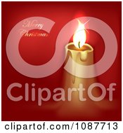 Poster, Art Print Of Gold Candle And Merry Christmas Greeting On Red