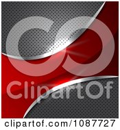 Clipart Red Swoosh Over A Silver Perforated Metal Background Royalty Free Illustration