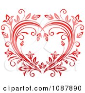 Poster, Art Print Of Heart Of Red Floral Vines