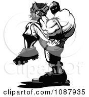 Clipart Muscular Grayscale Baseball Player Pitching A Ball Royalty Free Vector Illustration by Chromaco