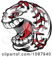 Clipart Screaming Baseball With Red Stitches Royalty Free Vector Illustration by Chromaco