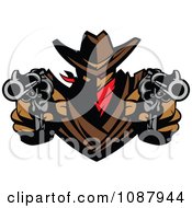 Clipart Western Cowboy Outlaw Pointing Two Pistols Royalty Free Vector Illustration by Chromaco #COLLC1087944-0173
