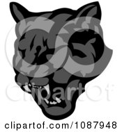 Poster, Art Print Of Roaring Black Panther Mascot Face
