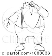 Clipart Outlined Surprised Santa Looking Over His Glasses Royalty Free Vector Illustration