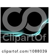 Clipart Turquoise Electric Fractal Wave Flowing On Black Royalty Free CGI Illustration