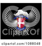 Poster, Art Print Of 3d Winged Denmark Shield And Soccer Ball