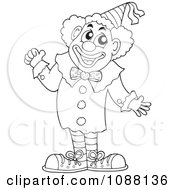 Clipart Outlined Circus Clown Holding A Thumb Up Royalty Free Vector Illustration