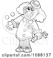 Clipart Outlined Clown Juggling With One Hand Royalty Free Vector Illustration