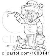 Clipart Outlined Circus Clown Painting Royalty Free Vector Illustration