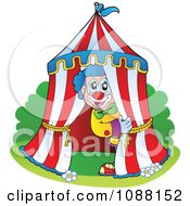 Poster, Art Print Of Circus Clown Peeking Out Of A Big Top Tent