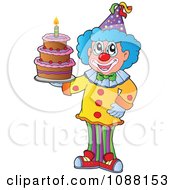 Poster, Art Print Of Circus Clown Holding A Birthday Cake