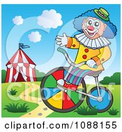 Poster, Art Print Of Circus Clown Riding A Bicycle