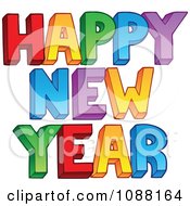 Clipart Colorful Happy New Year Greeting Royalty Free Vector Illustration