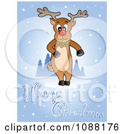 Poster, Art Print Of Merry Christmas Greeting And Reindeer In The Snow