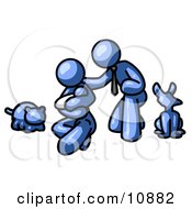 Parents With Their Newborn Baby And Their Dog And Cat Clipart Illustration