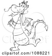 Poster, Art Print Of Outlined Happy Dragon Dancing