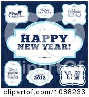 Poster, Art Print Of White And Blue Happy New Year And Winter Frames
