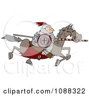 Medieval Jousting Knight Racing Forward With The Lance Down
