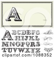 Clipart Beige Letter Frame With Ornate Letters And Swirls Royalty Free Vector Illustration by BestVector