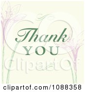 Clipart Thank You Greeting With Purple Irises On Beige Royalty Free Vector Illustration