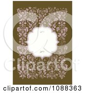 Clipart Blank Frame Over Distressed Pink Flowers On Green Royalty Free Vector Illustration
