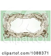 Poster, Art Print Of Victorian Wedding Frame With White Copyspace On Green Damask