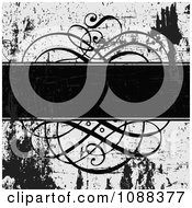 Poster, Art Print Of Black And White Ornate Swirl Text Bar And Grunge