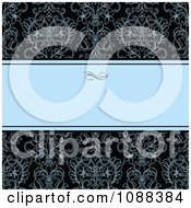 Poster, Art Print Of Blue Text Bar With Damask On Black