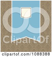Blue And Beige Pennant Banner Over Tan Damask