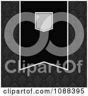 Clipart Black And Gray Banner Frame Over Dark Damask Royalty Free Vector Illustration