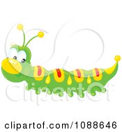 Clipart Green Caterpillar With Yellow And Red Markings Royalty Free Vector Illustration
