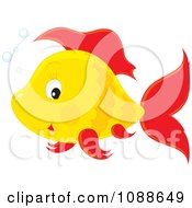 Poster, Art Print Of Cute Yellow Fish With Red Fins