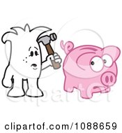 Clipart Squiggle Guy Stuck Breaking The Bank Royalty Free Vector Illustration by Toons4Biz
