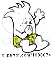 Clipart Squiggle Guy Jumping And Plugging His Nose Royalty Free Vector Illustration