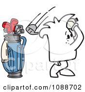 Clipart Squiggle Guy Golfing Royalty Free Vector Illustration
