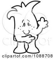 Clipart Squiggle Guy Waving And Pointing Royalty Free Vector Illustration