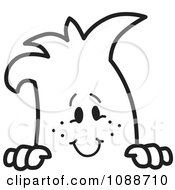 Clipart Squiggle Guy Looking Over A Surface Royalty Free Vector Illustration