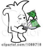 Clipart Squiggle Guy Cutting Costs Royalty Free Vector Illustration