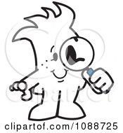 Clipart Squiggle Guy Looking Through A Magnifying Glass Royalty Free Vector Illustration