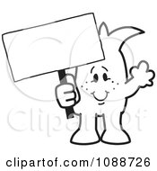 Clipart Squiggle Guy Holding A Blank Sign Royalty Free Vector Illustration