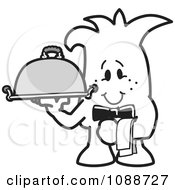 Clipart Squiggle Guy Waiter Serving Food Royalty Free Vector Illustration by Toons4Biz