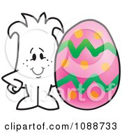 Clipart Squiggle Guy With A Pink Easter Egg Royalty Free Vector Illustration