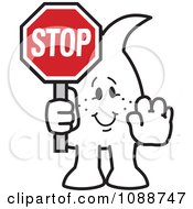 Clipart Squiggle Guy Holding A Stop Sign Royalty Free Vector Illustration