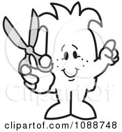 Clipart Squiggle Guy Holding Scissors Royalty Free Vector Illustration
