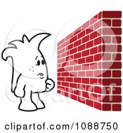 Poster, Art Print Of Squiggle Guy Facing A Brick Wall Obstacle
