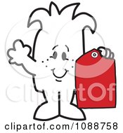 Clipart Squiggle Guy Holding A Price Tag Royalty Free Vector Illustration