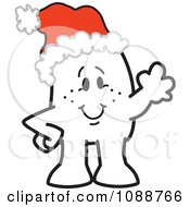 Poster, Art Print Of Christmas Squiggle Guy Waving And Wearing A Santa Hat