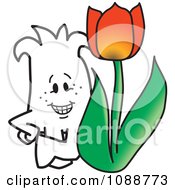 Clipart Squiggle Guy With A Tulip Royalty Free Vector Illustration